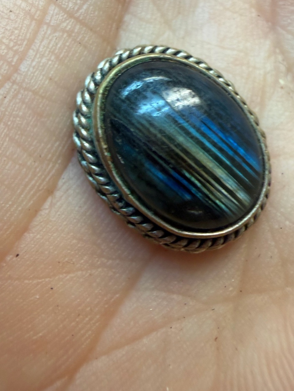 Labradorite Oval Silver with Blue Flash